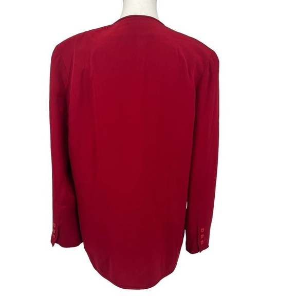Vintage 80’s Due per Due Blazer 100% Silk Red 8 - Picture 2 of 7